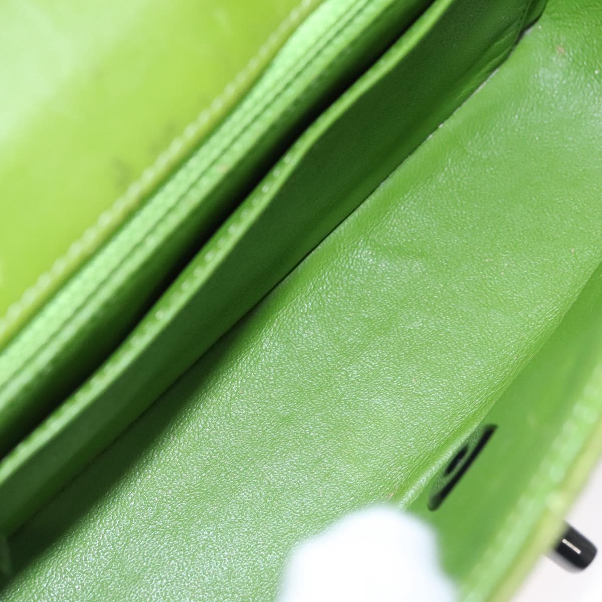 CHANEL Mini Matelasse 20 Single Flap Chain Bag Velor Green CC Auth 115601A