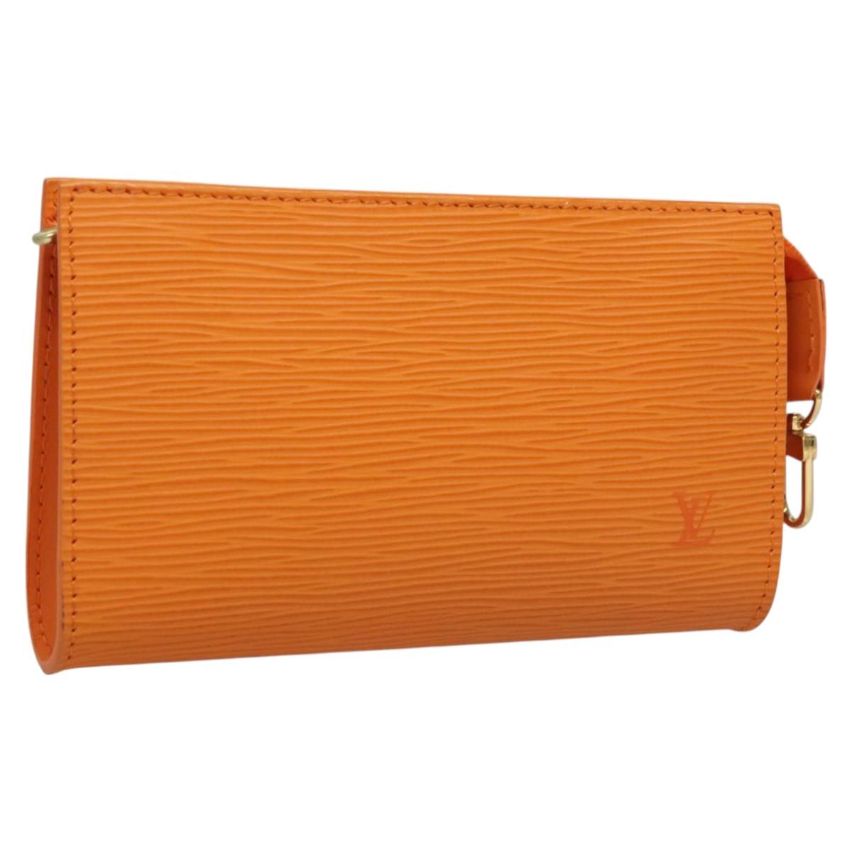 LOUIS VUITTON Epi Pouch Orange Mandarin LV Auth 115631