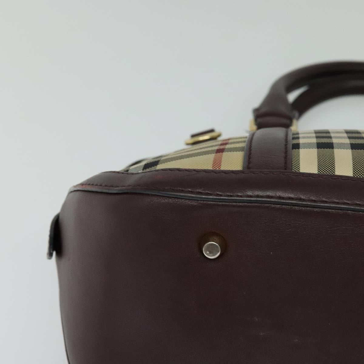 BURBERRY Nova Check Hand Bag Canvas 2way Beige Auth 115677