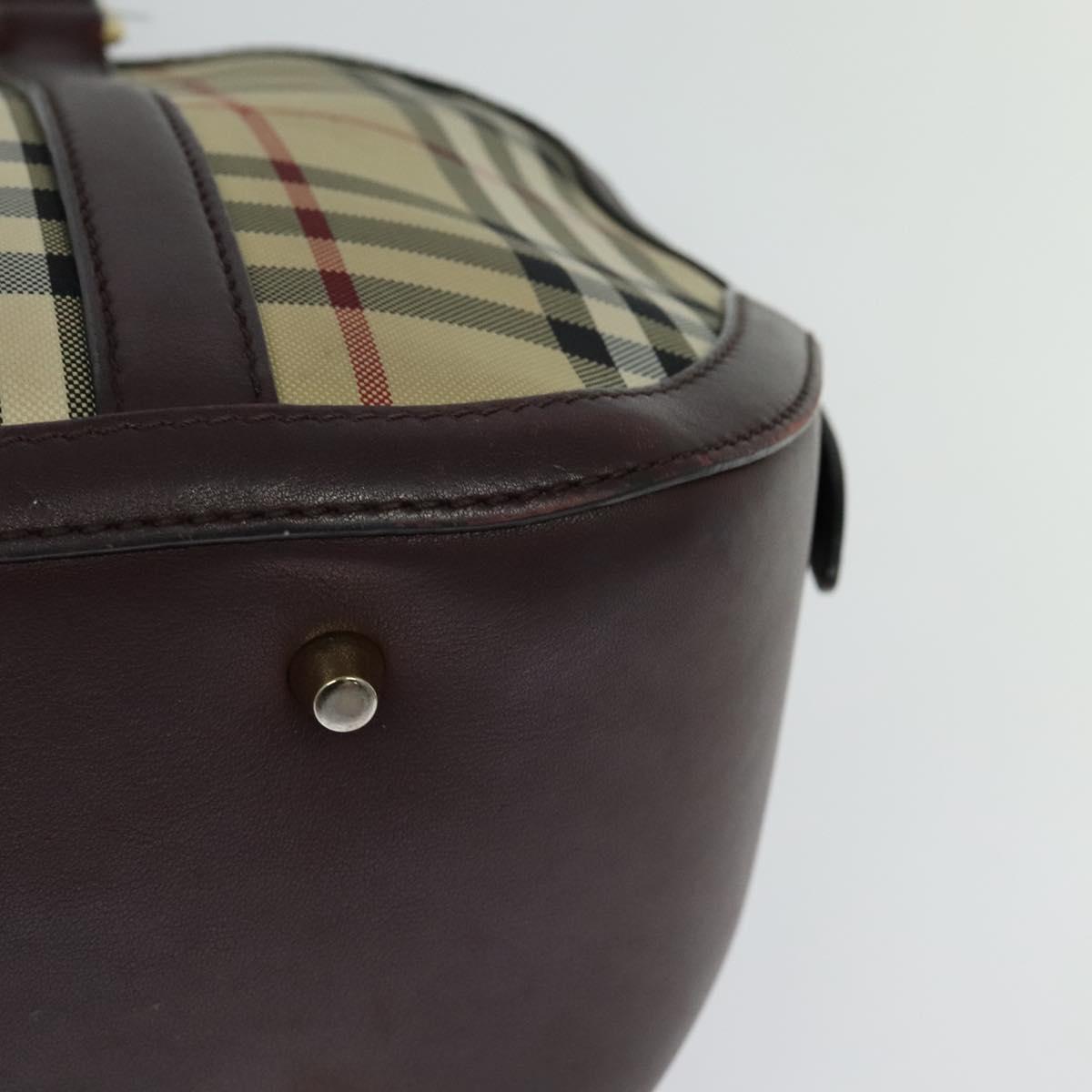 BURBERRY Nova Check Hand Bag Canvas 2way Beige Auth 115677