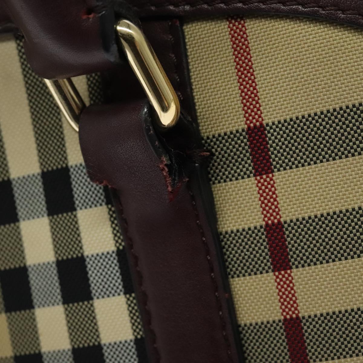 BURBERRY Nova Check Hand Bag Canvas 2way Beige Auth 115677