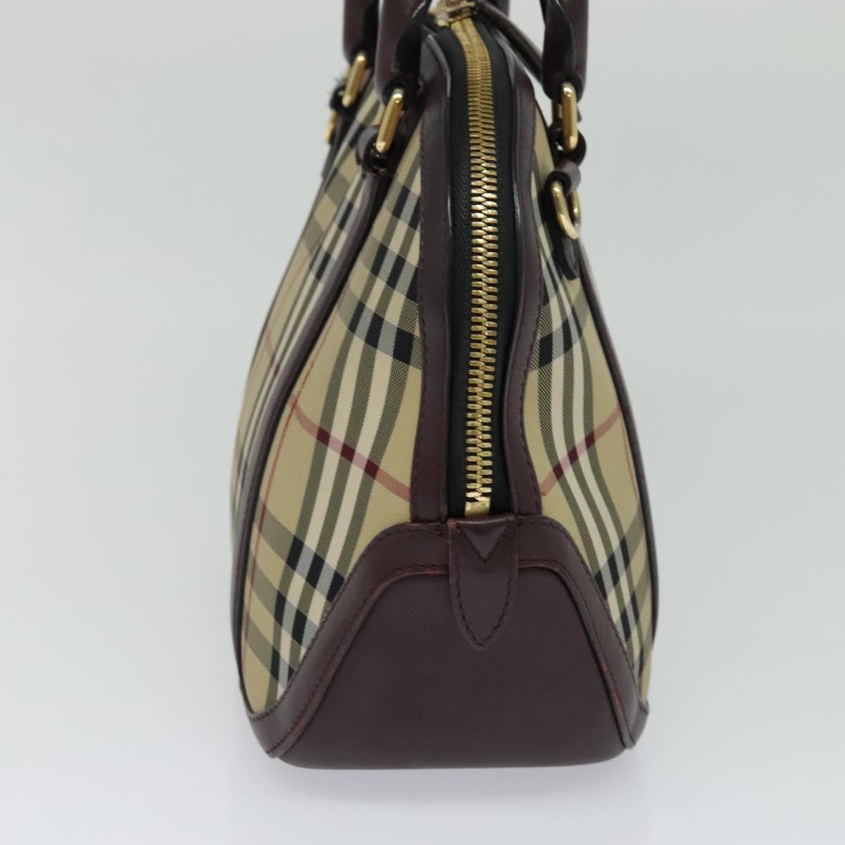 BURBERRY Nova Check Hand Bag Canvas 2way Beige Auth 115677