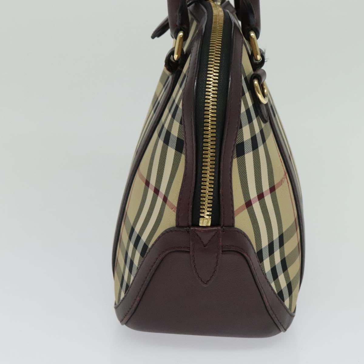 BURBERRY Nova Check Hand Bag Canvas 2way Beige Auth 115677
