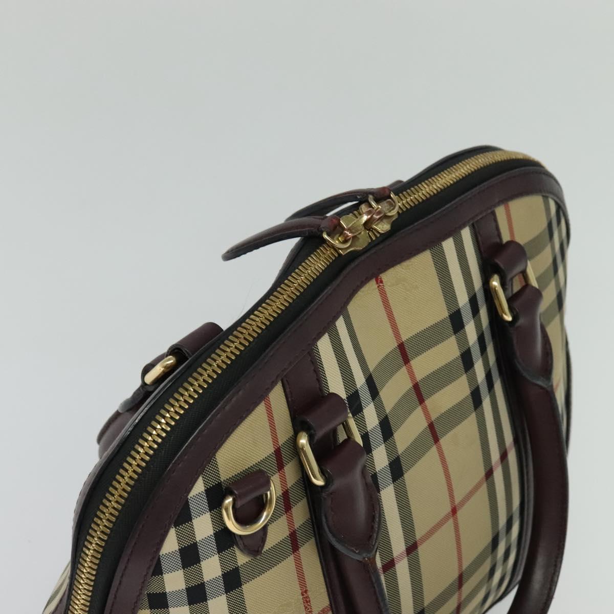 BURBERRY Nova Check Hand Bag Canvas 2way Beige Auth 115677