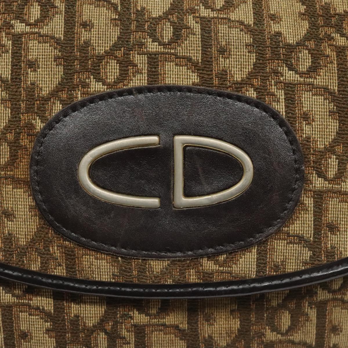 Christian Dior Trotter Canvas Shoulder Bag Brown Auth 115708