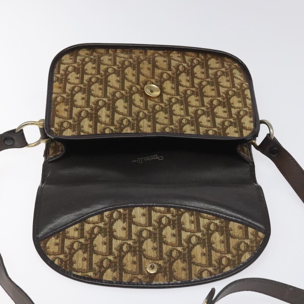 Christian Dior Trotter Canvas Shoulder Bag Brown Auth 115708