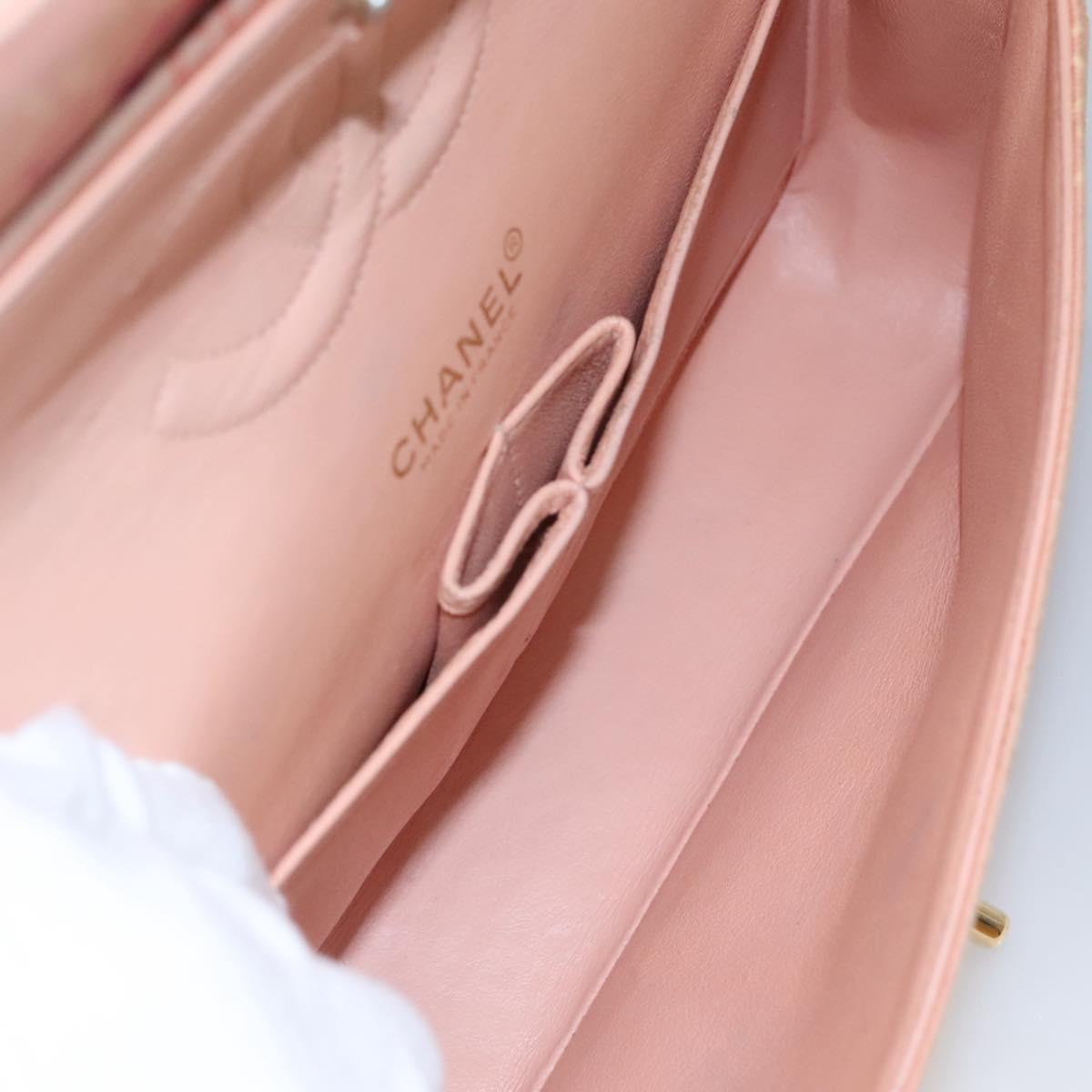 CHANEL Matelasse COCO Icon Chain Shoulder Bag Canvas Pink CC Auth 115714