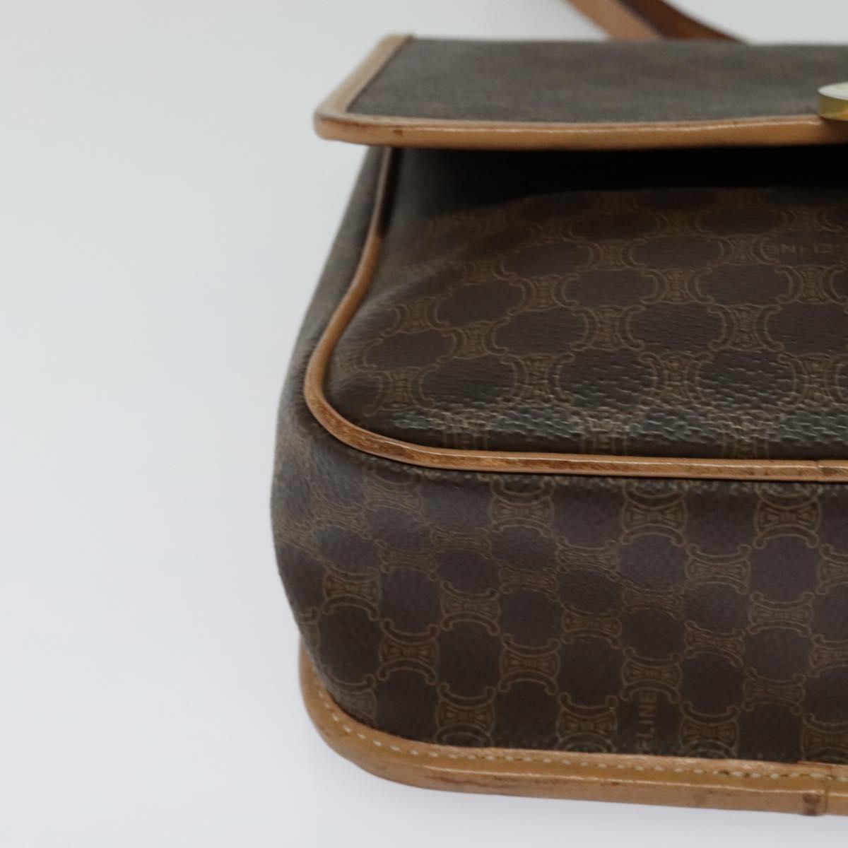 CELINE Macadam Canvas Shoulder Bag PVC Leather Brown Auth 115727