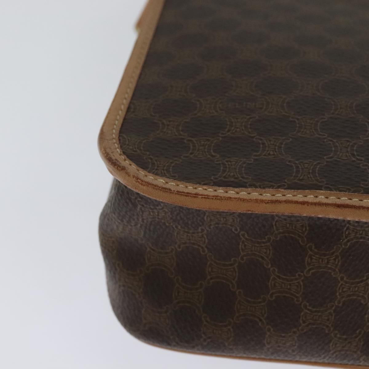 CELINE Macadam Canvas Shoulder Bag PVC Leather Brown Auth 115727