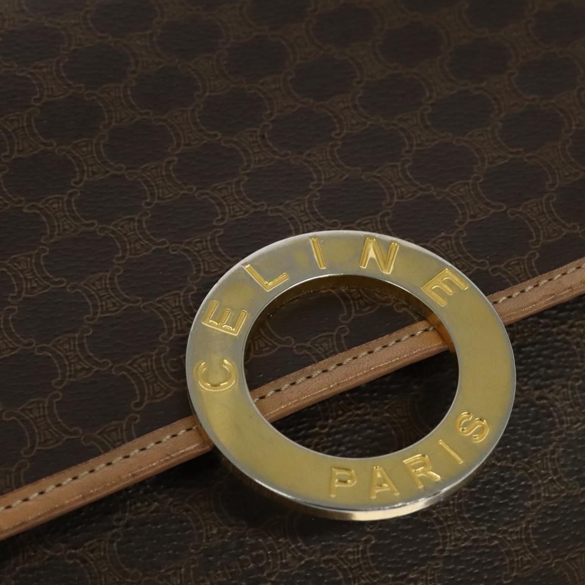 CELINE Macadam Canvas Shoulder Bag PVC Leather Brown Auth 115727