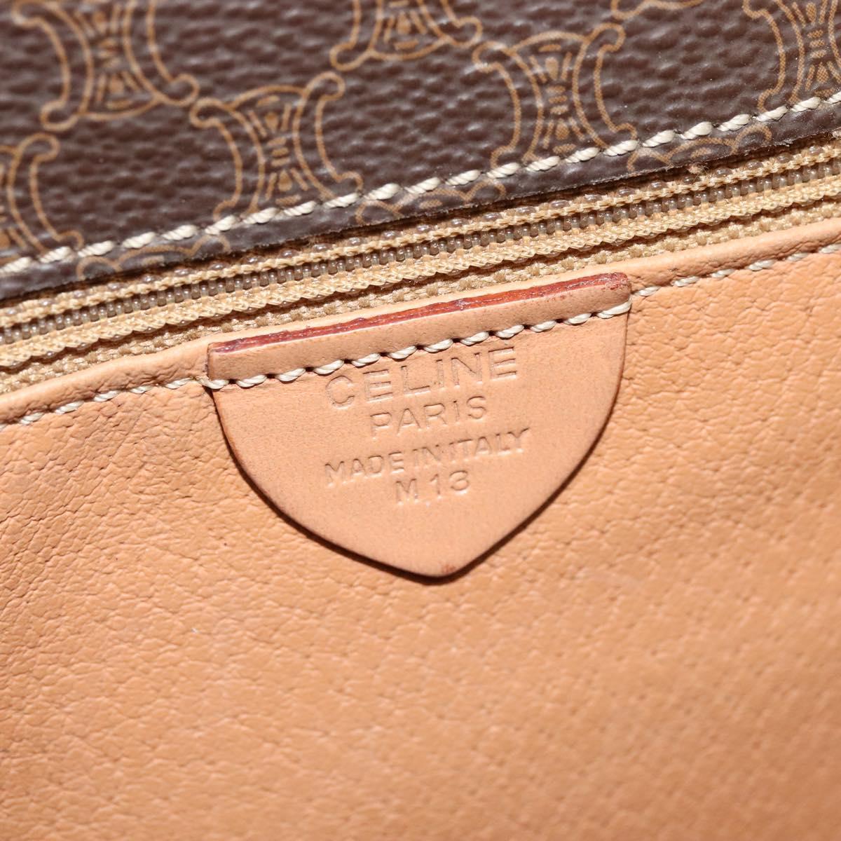 CELINE Macadam Canvas Shoulder Bag PVC Leather Brown Auth 115727