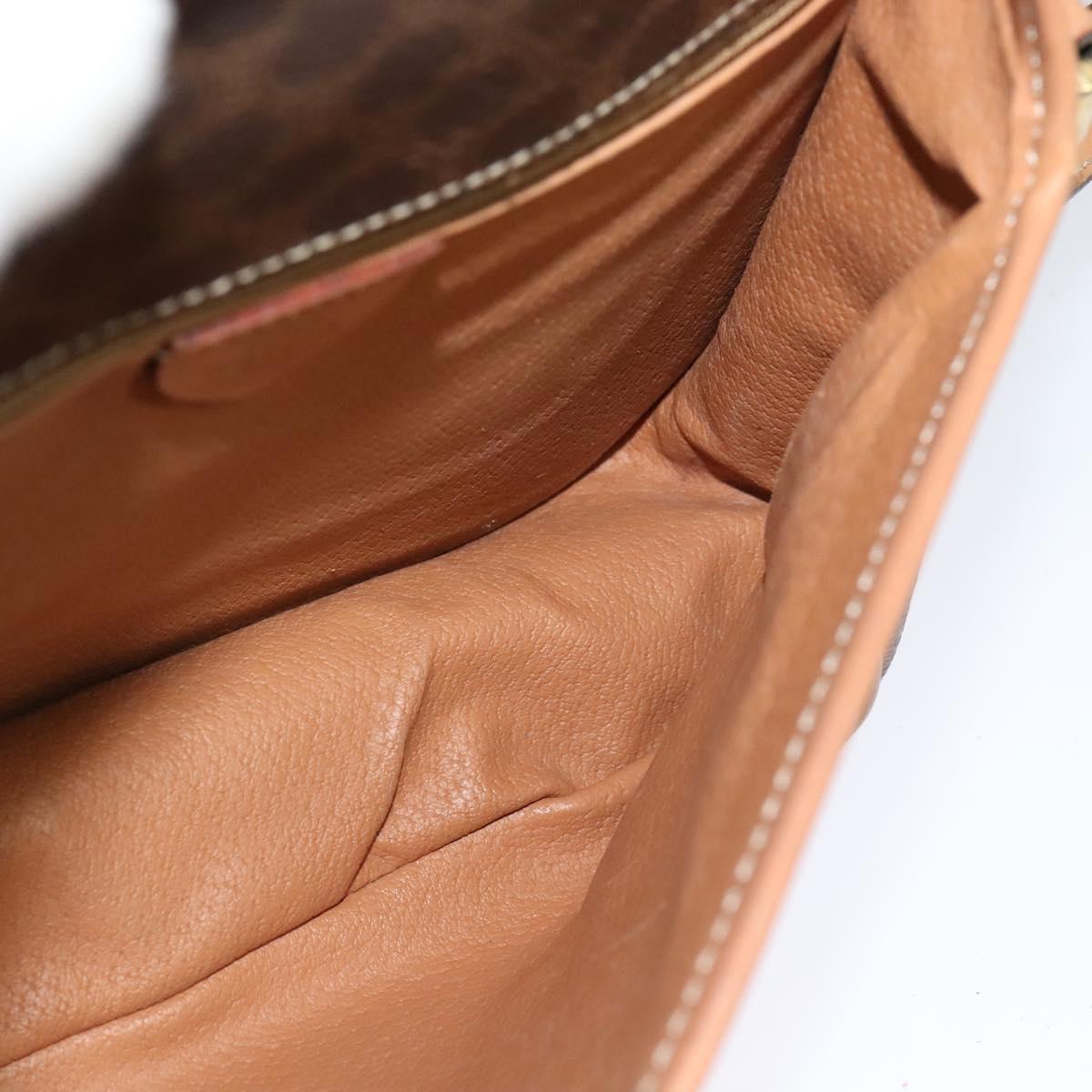 CELINE Macadam Canvas Shoulder Bag PVC Leather Brown Auth 115727