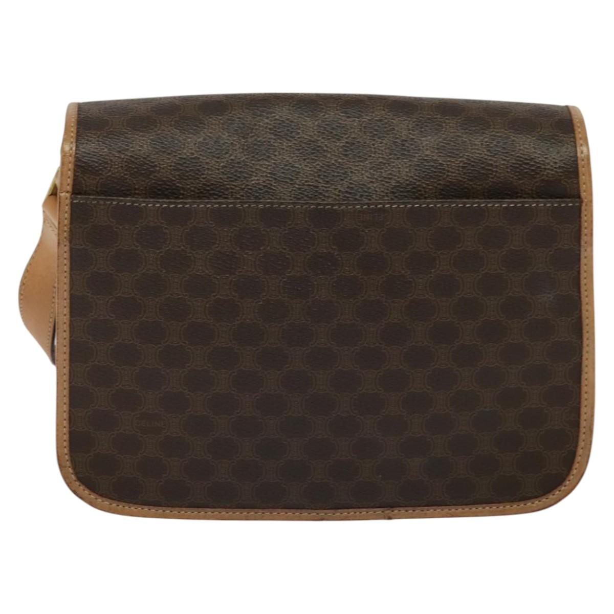 CELINE Macadam Canvas Shoulder Bag PVC Leather Brown Auth 115727