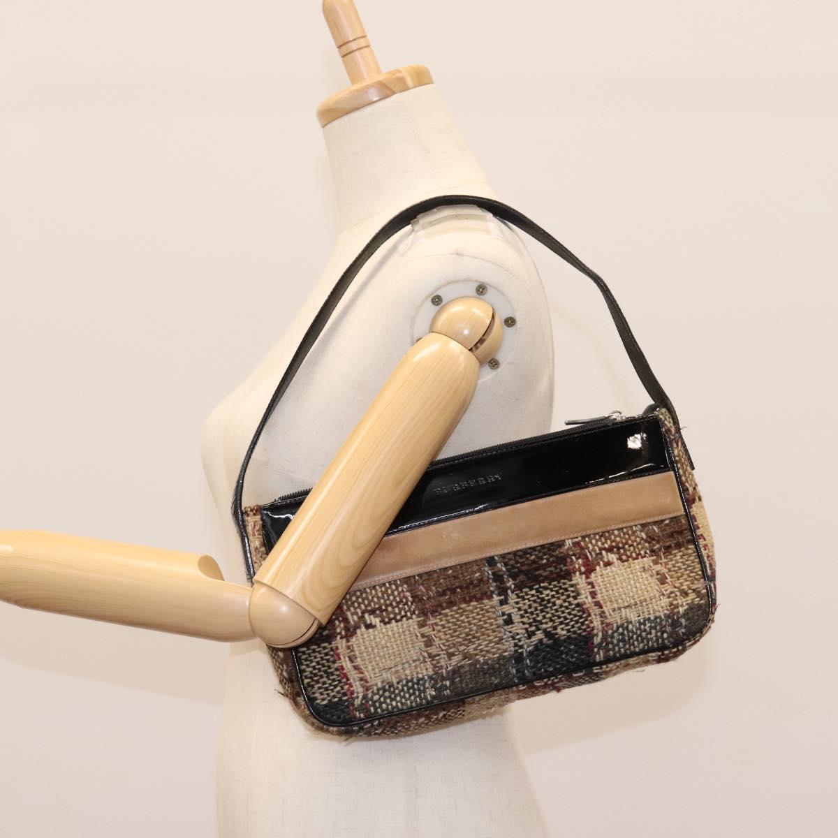 BURBERRY Nova Check Shoulder Bag Canvas Beige Auth 115735