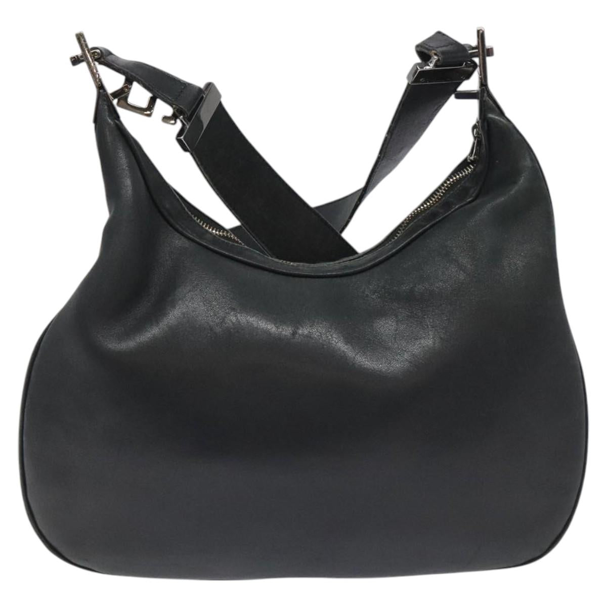 GUCCI Shoulder Bag Leather Black Silver 001 3315 Auth 115752