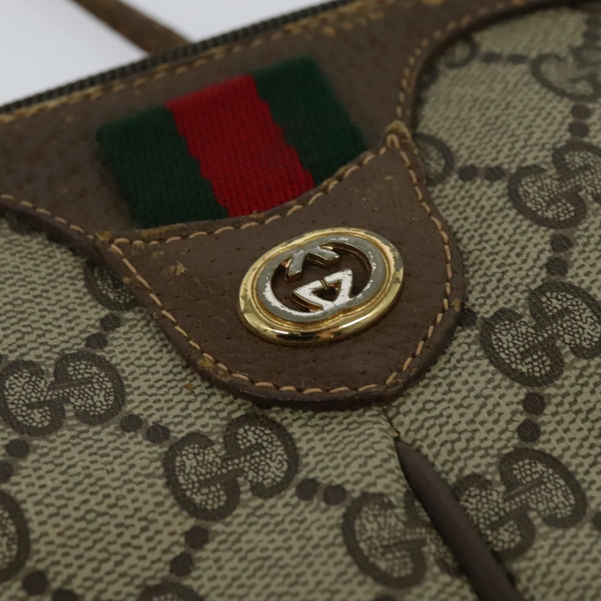 GUCCI GG Supreme Web Sherry Line Shoulder Bag PVC Beige 904 02 047 Auth 115823