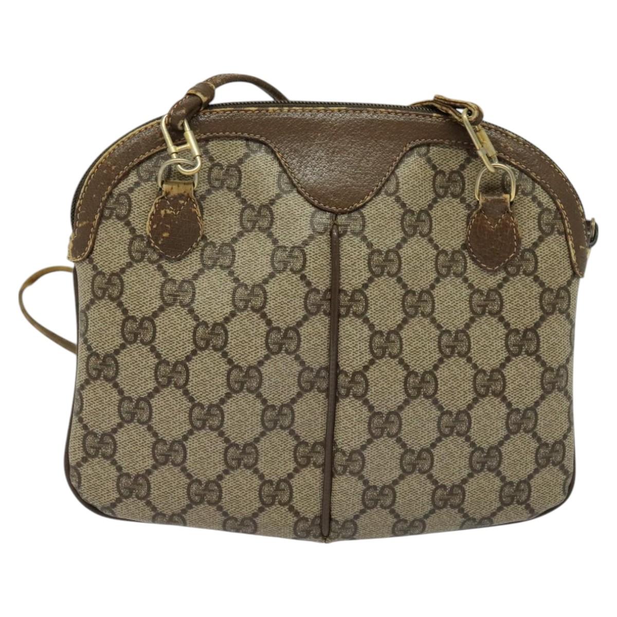 GUCCI GG Supreme Web Sherry Line Shoulder Bag PVC Beige 904 02 047 Auth 115823