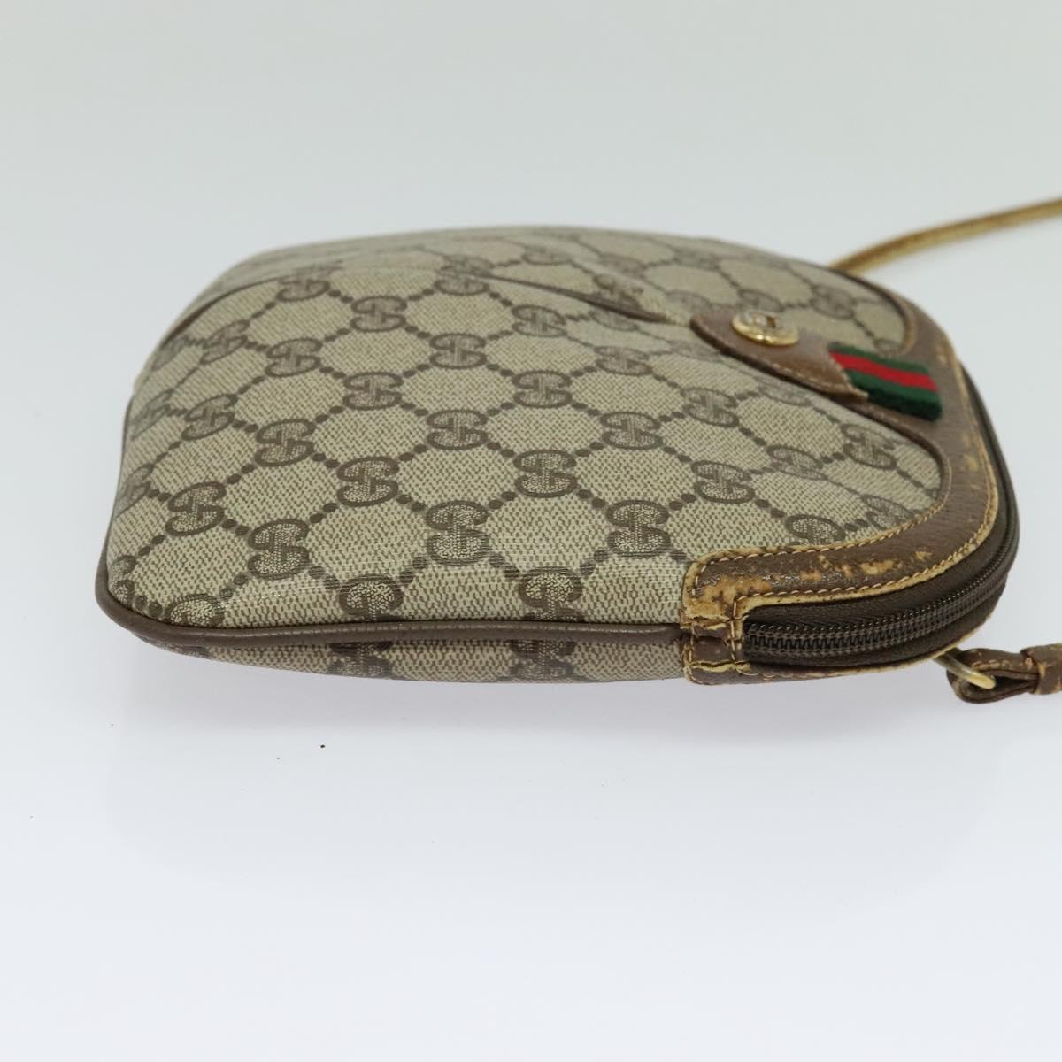 GUCCI GG Supreme Web Sherry Line Shoulder Bag PVC Beige 904 02 047 Auth 115823
