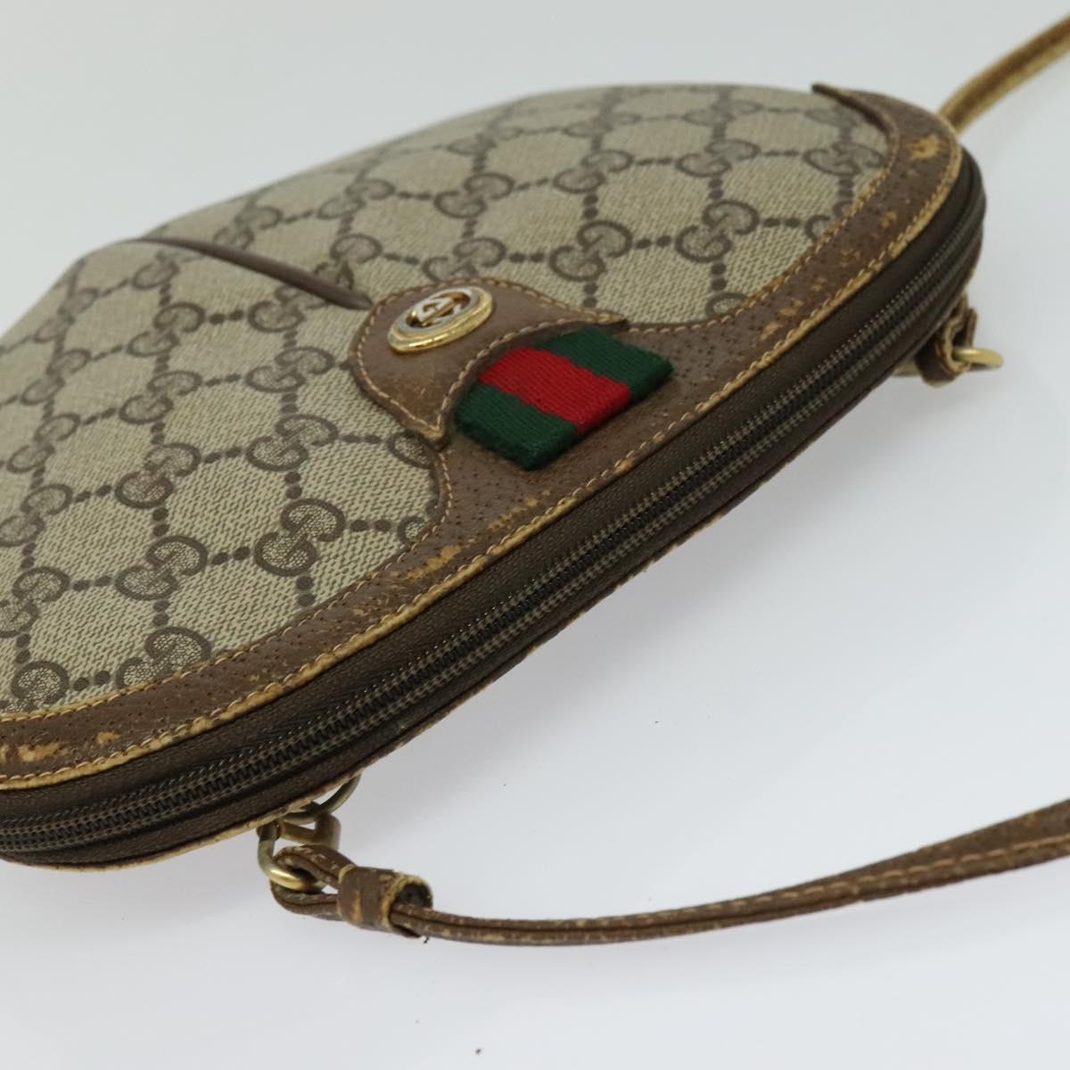 GUCCI GG Supreme Web Sherry Line Shoulder Bag PVC Beige 904 02 047 Auth 115823
