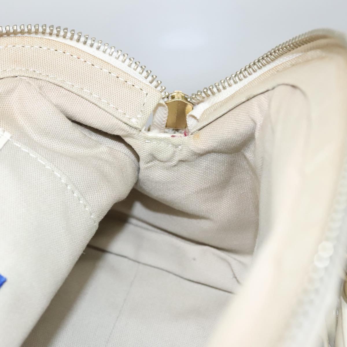 BURBERRY Nova Check Blue Label Hand Bag Canvas Leather Gold White Auth 115844