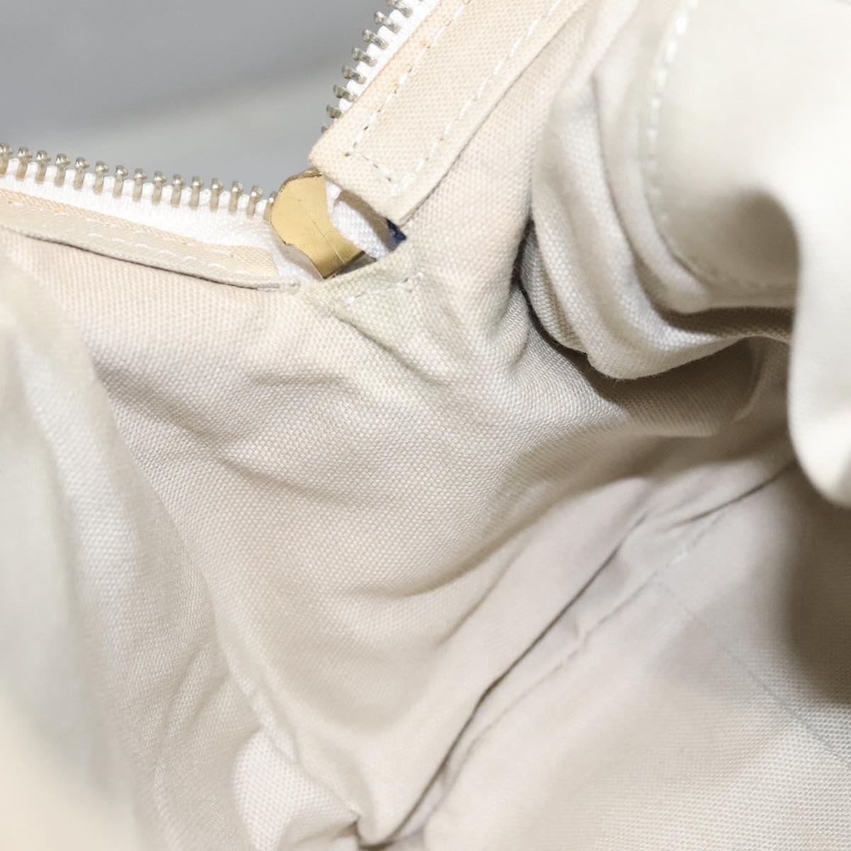 BURBERRY Nova Check Blue Label Hand Bag Canvas Leather Gold White Auth 115844