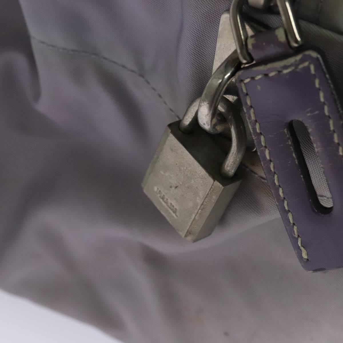 PRADA Boston Bag Nylon Purple Silver Auth 115876