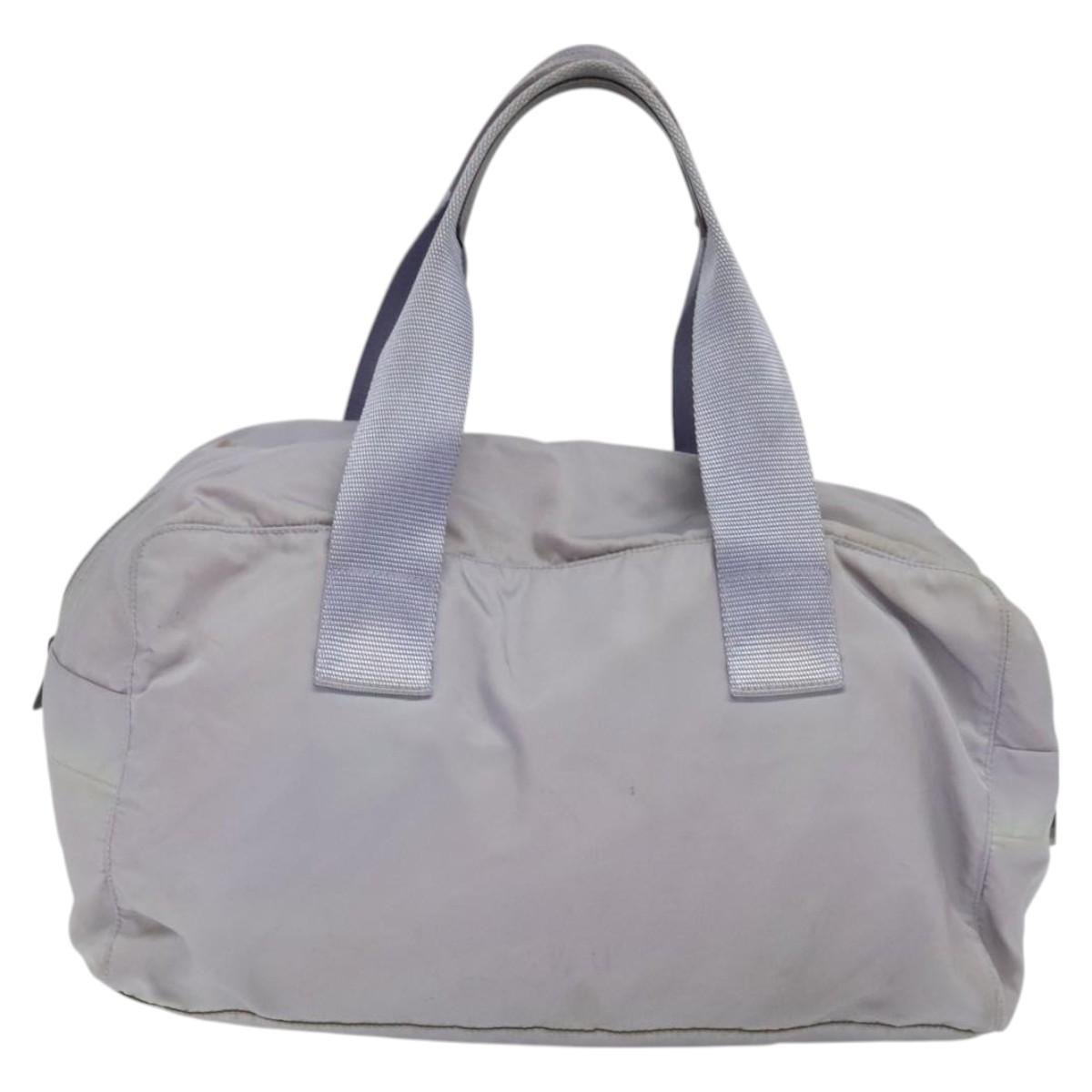 PRADA Boston Bag Nylon Purple Silver Auth 115876
