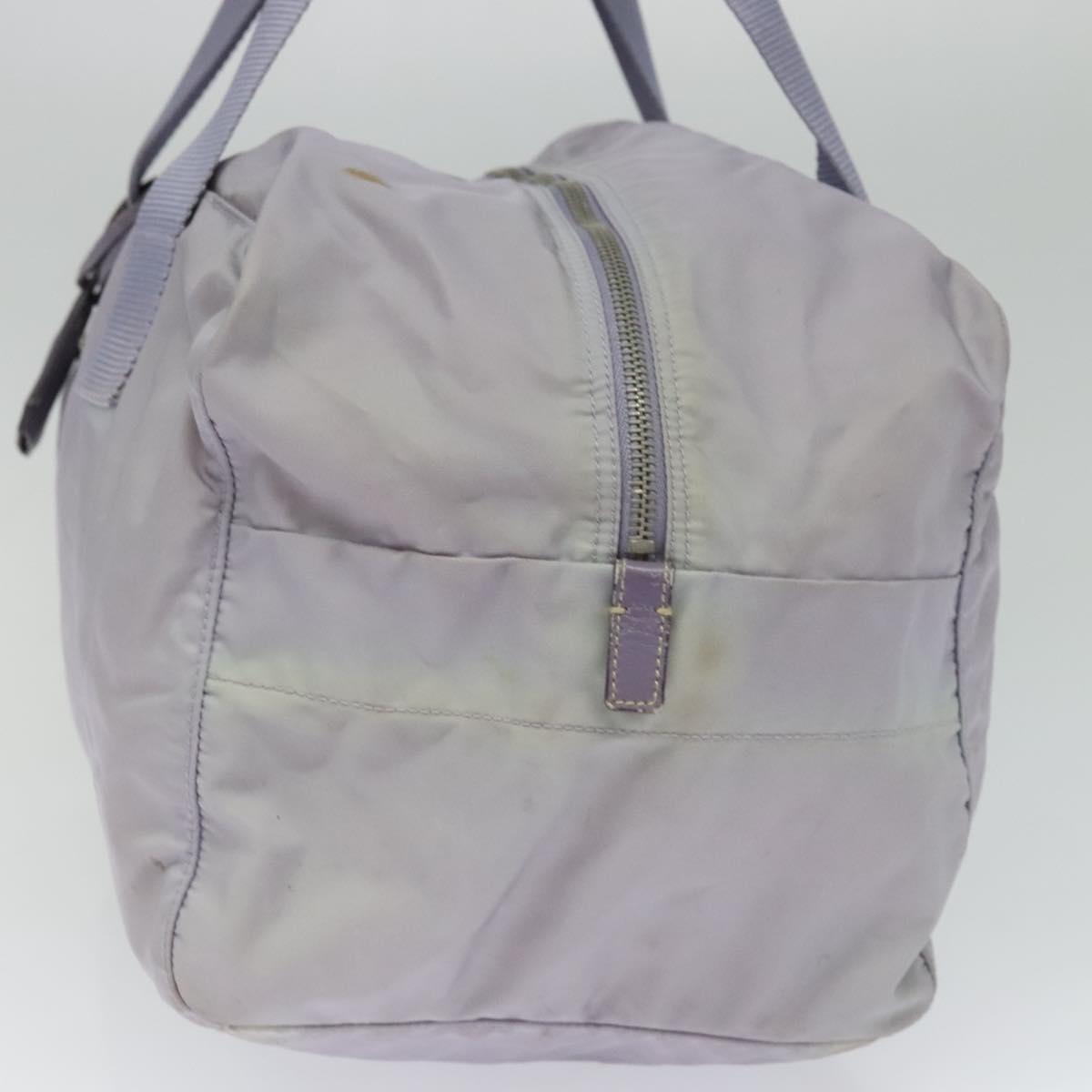 PRADA Boston Bag Nylon Purple Silver Auth 115876