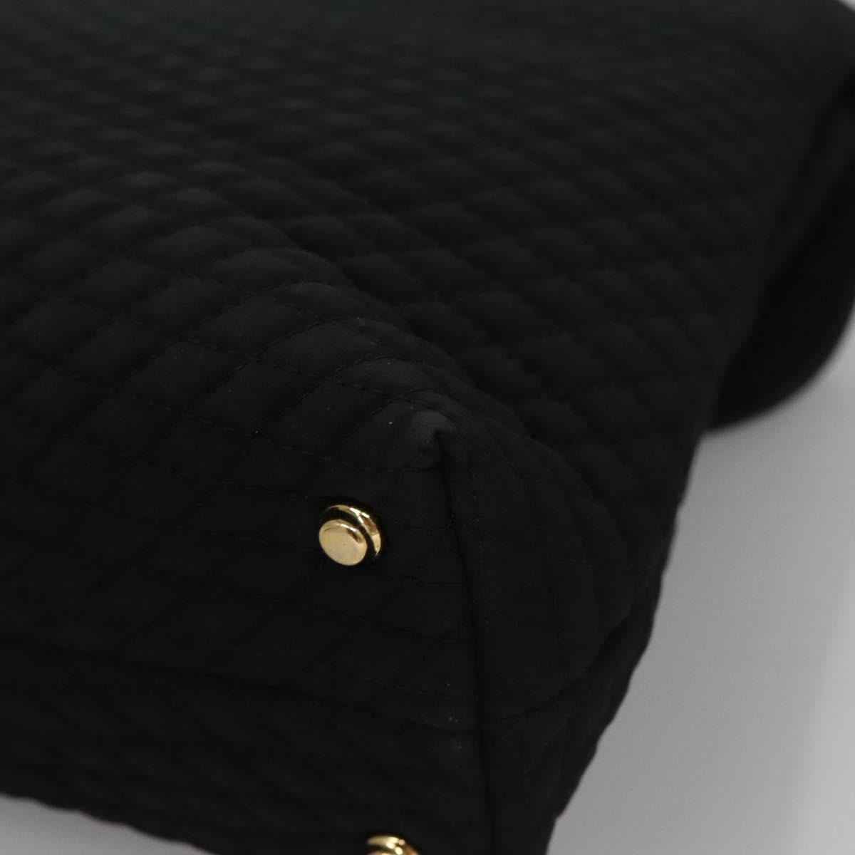 BALLY Hand Bag Nylon Black Gold Auth 115889