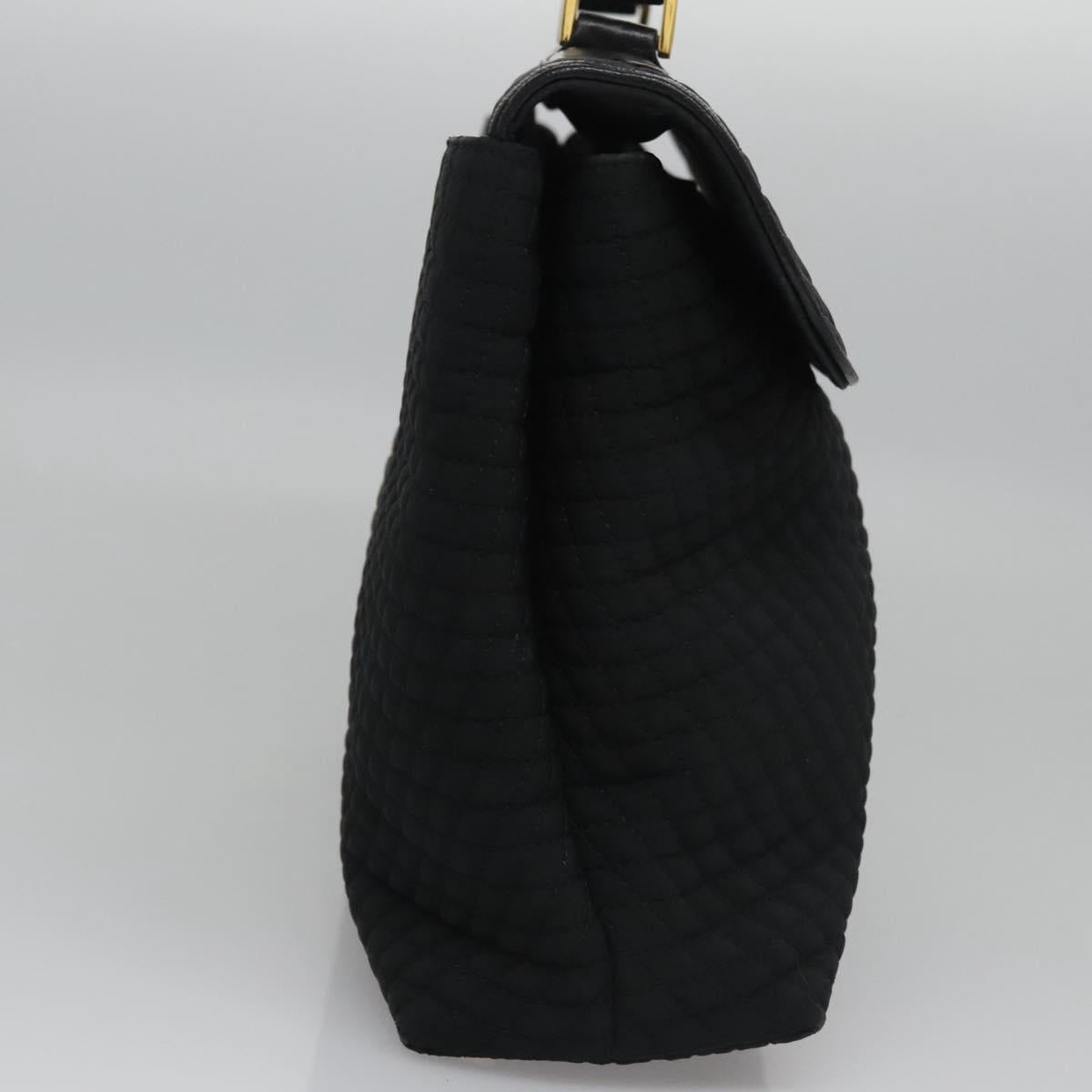 BALLY Hand Bag Nylon Black Gold Auth 115889