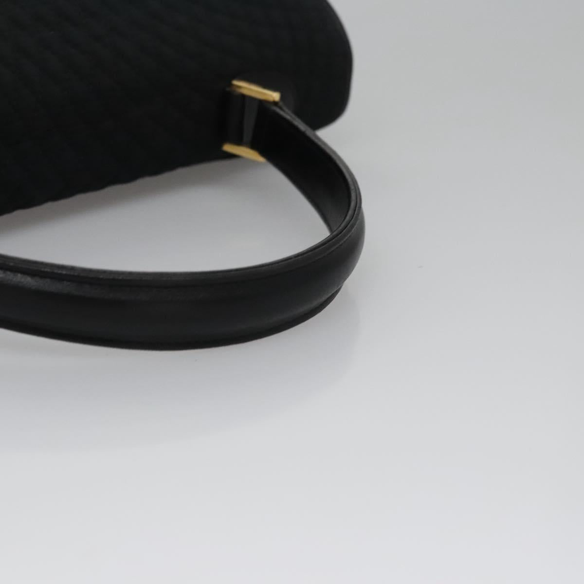 BALLY Hand Bag Nylon Black Gold Auth 115889