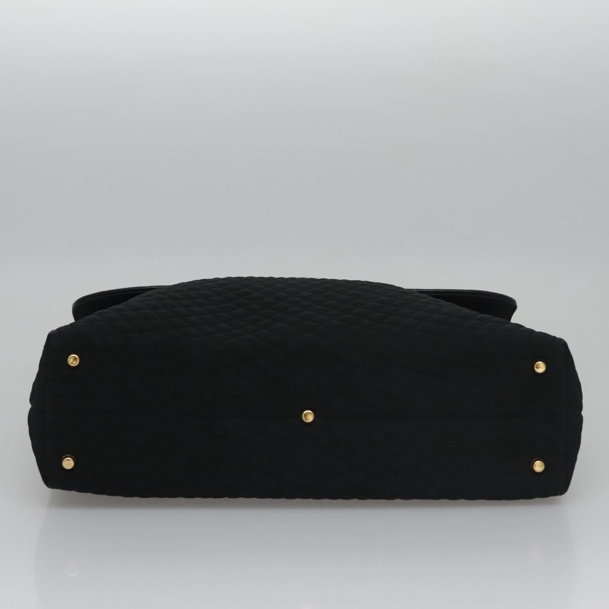 BALLY Hand Bag Nylon Black Gold Auth 115889