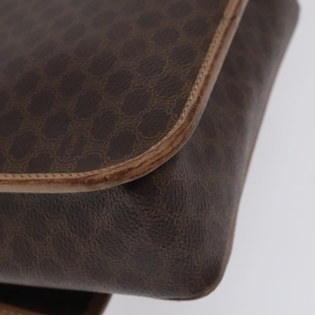 CELINE Macadam Canvas Circle Shoulder Bag PVC Leather Brown Gold Auth 115903