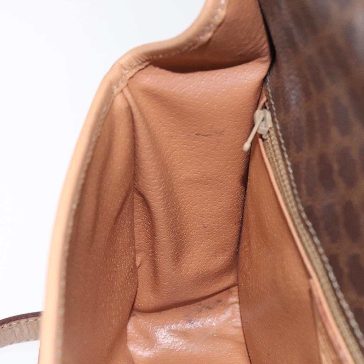 CELINE Macadam Canvas Circle Shoulder Bag PVC Leather Brown Gold Auth 115903