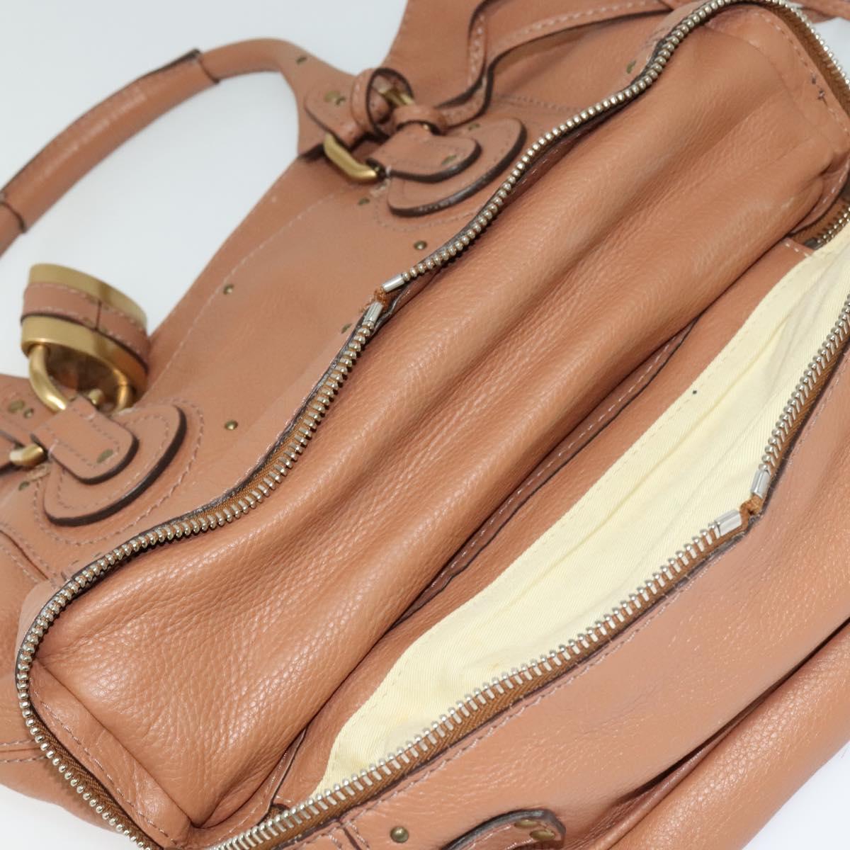 Chloe Paddington Hand Bag Leather Beige Gold Silver Auth 115904V