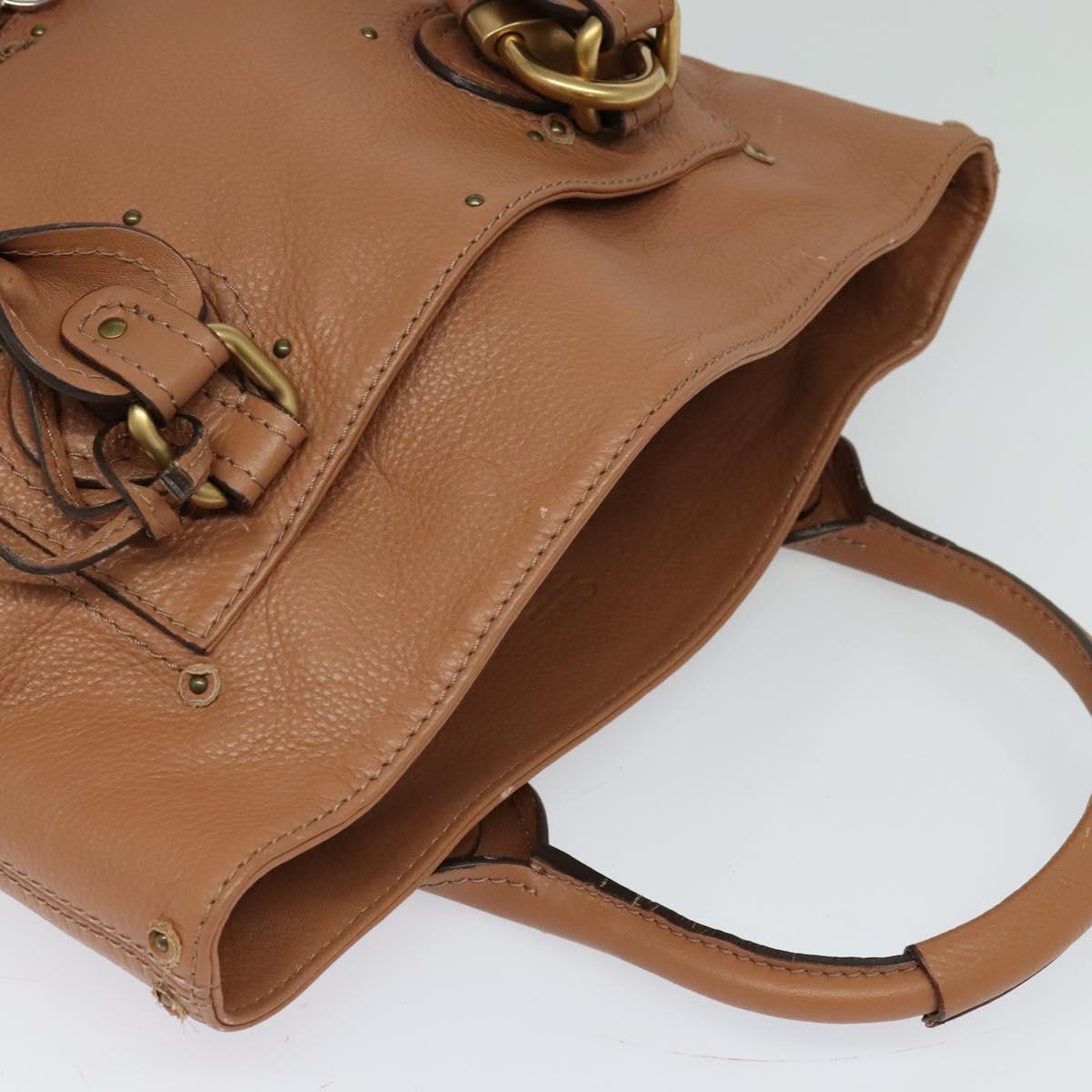 Chloe Paddington Hand Bag Leather Beige Gold Silver Auth 115904V
