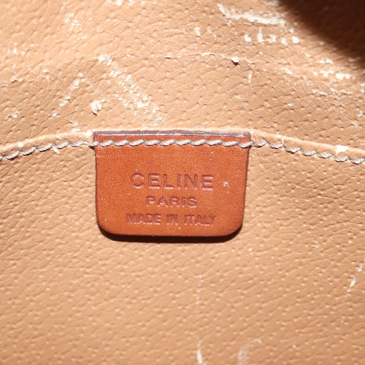 CELINE Macadam Canvas Shoulder Bag PVC Beige Brown gold Auth 115906