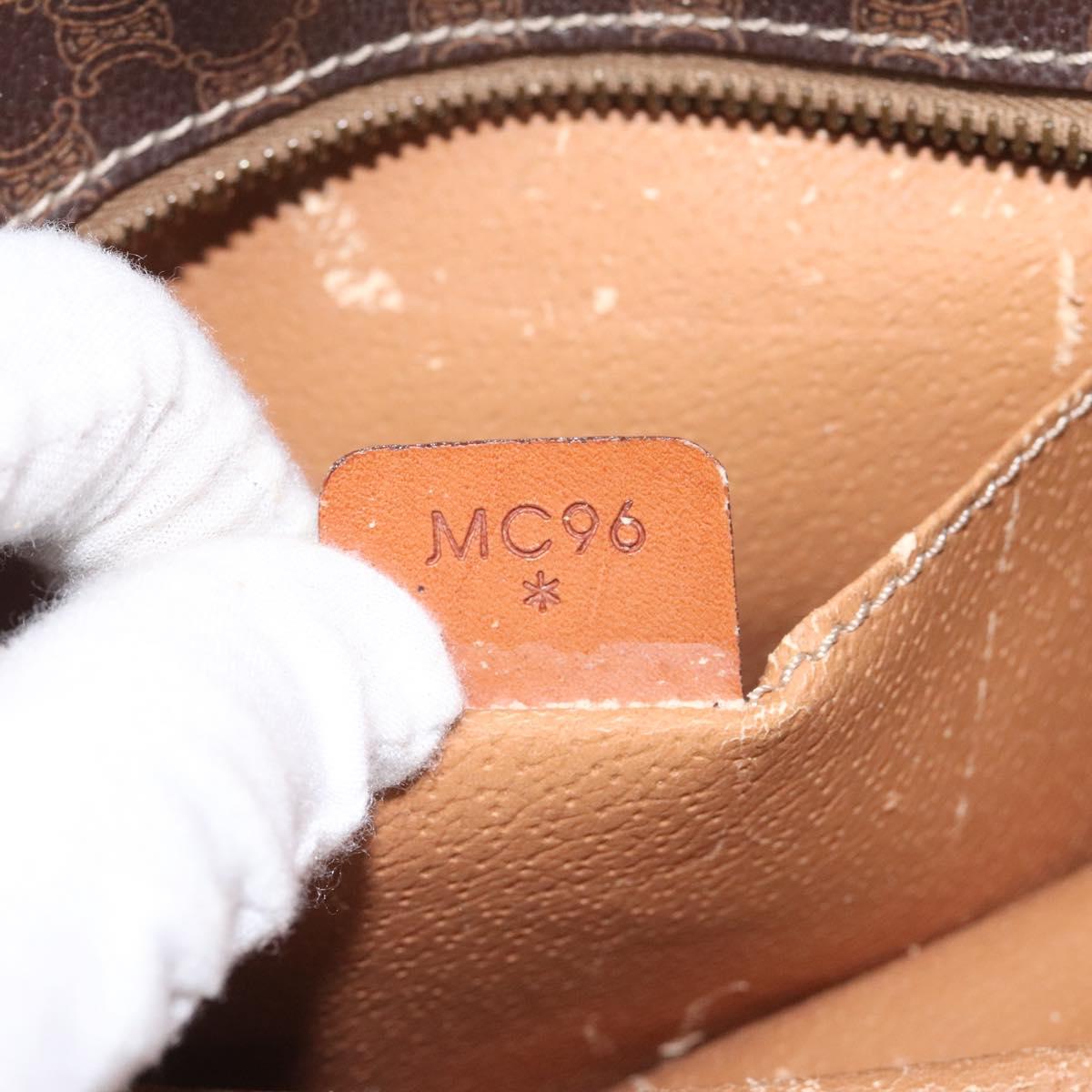 CELINE Macadam Canvas Shoulder Bag PVC Beige Brown gold Auth 115906