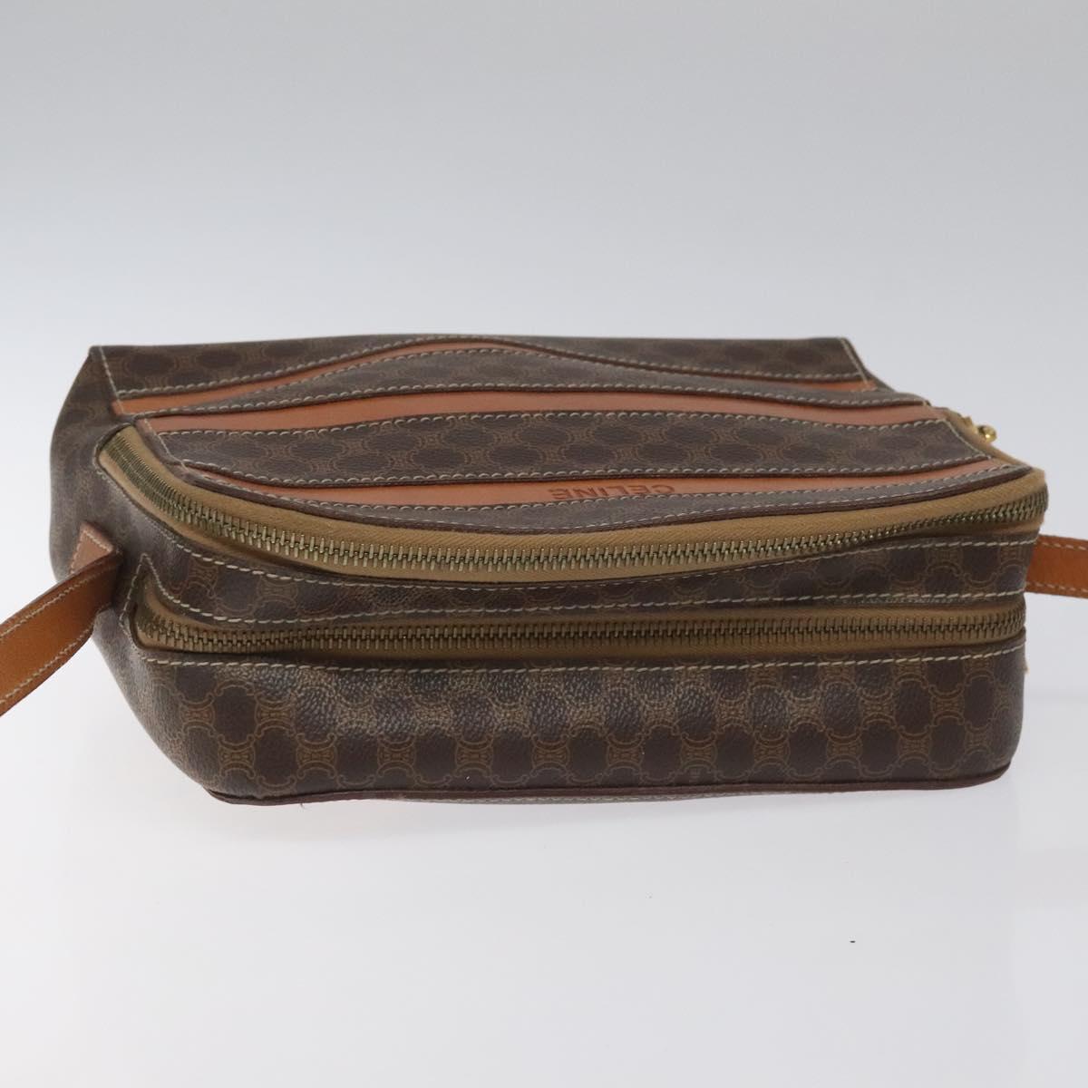 CELINE Macadam Canvas Shoulder Bag PVC Beige Brown gold Auth 115906