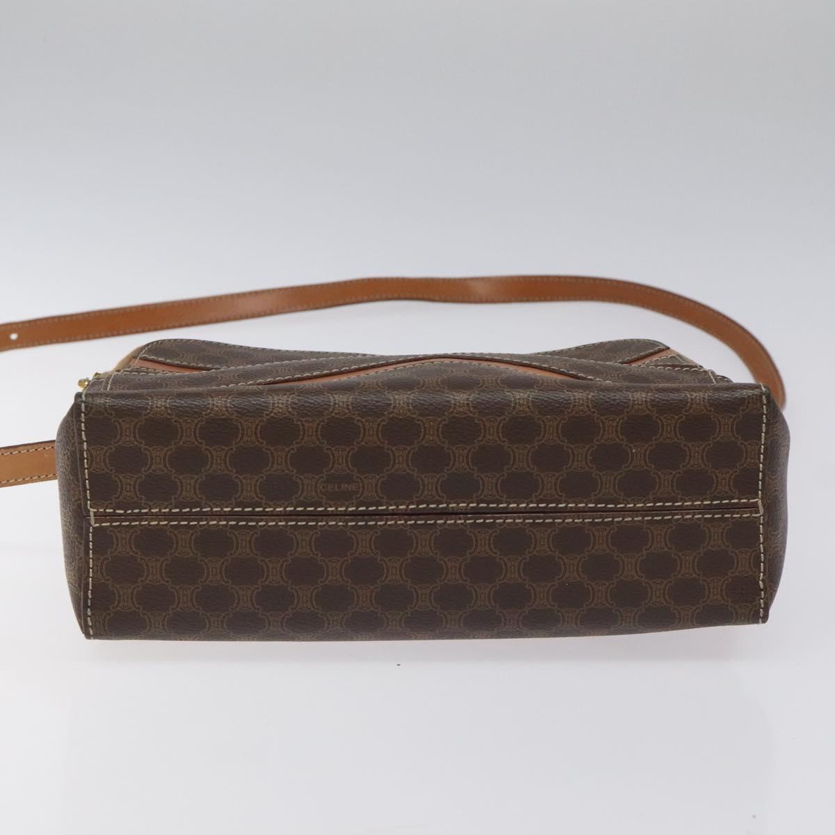 CELINE Macadam Canvas Shoulder Bag PVC Beige Brown gold Auth 115906