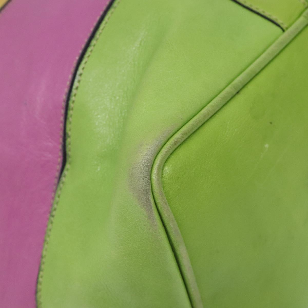 CELINE Shoulder Bag Leather Green Auth 115918