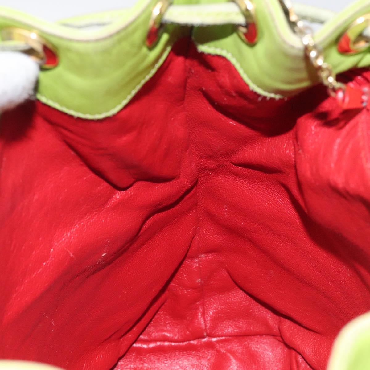 CELINE Shoulder Bag Leather Green Auth 115918