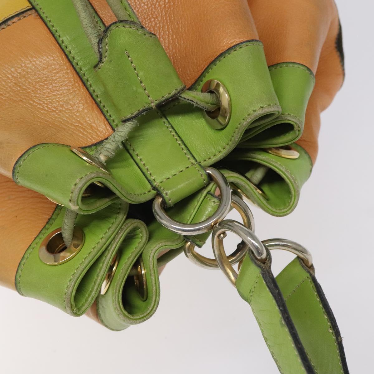 CELINE Shoulder Bag Leather Green Auth 115918