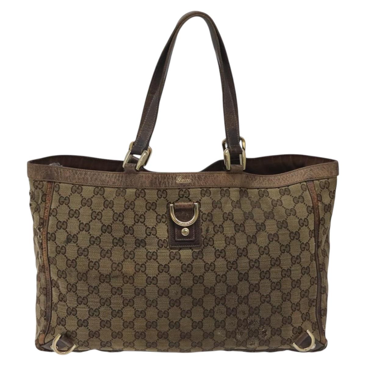 GUCCI GG Canvas Tote Bag Beige 141472 Auth 115948