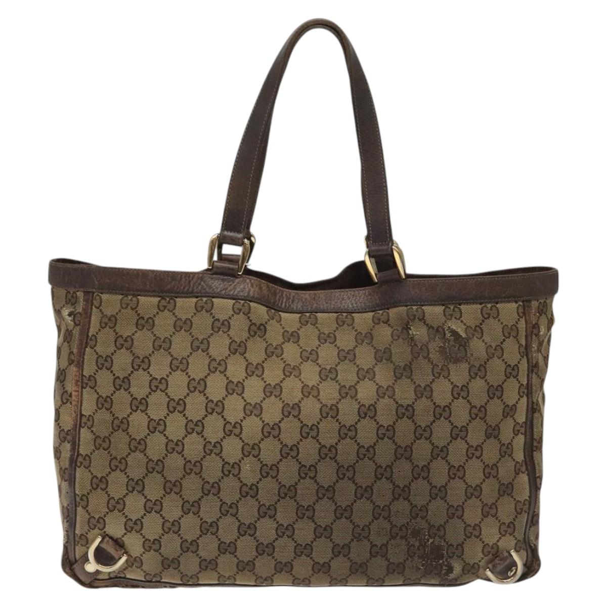 GUCCI GG Canvas Tote Bag Beige 141472 Auth 115948