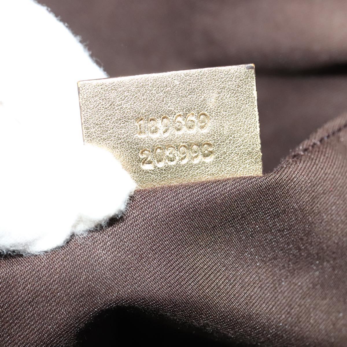 GUCCI GG Crystal Sherry Line Tote Bag Gold Gray Brown 189669 Auth 115950