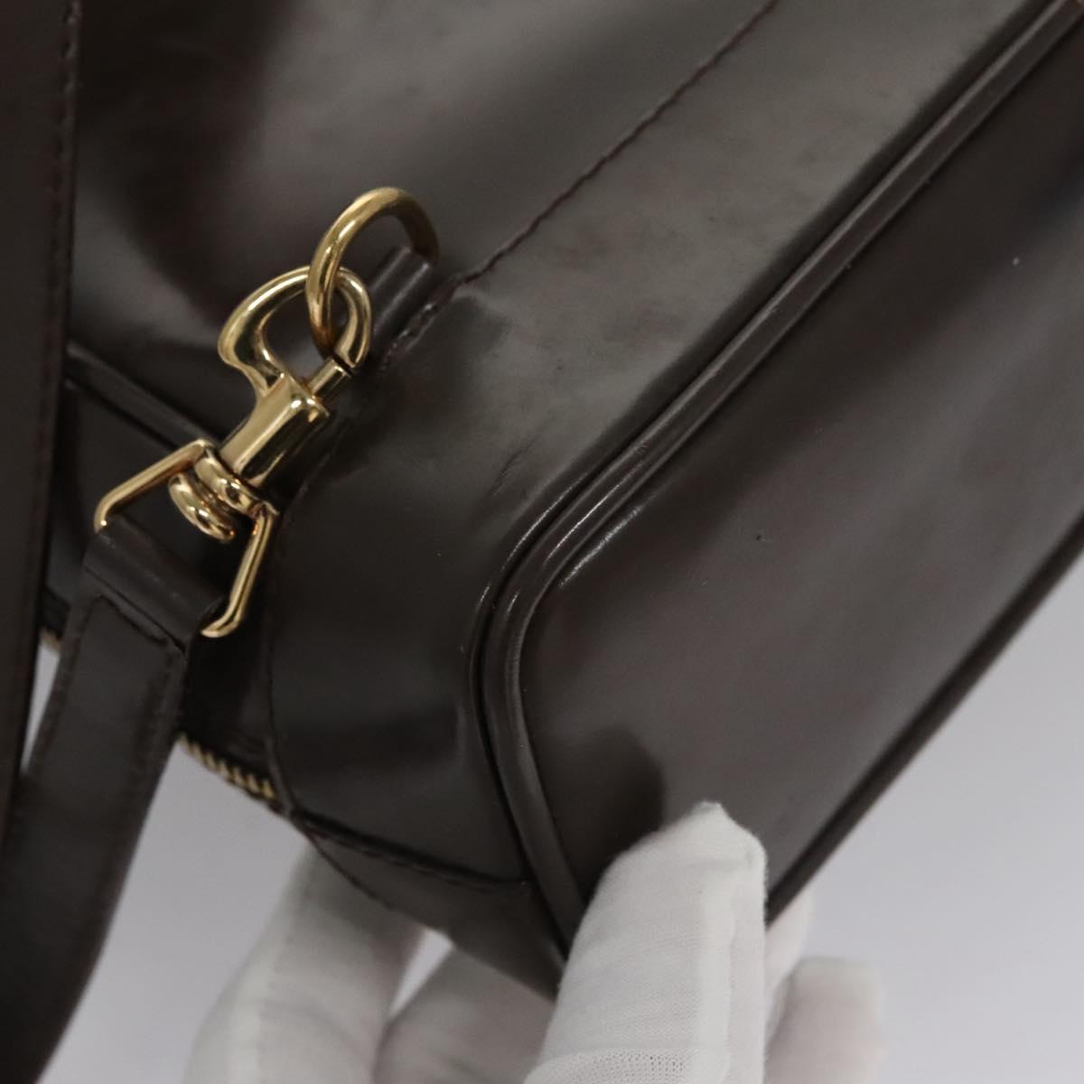 GUCCI Bamboo Body Bag Patent leather Brown 003 2113 0127 Auth 115951