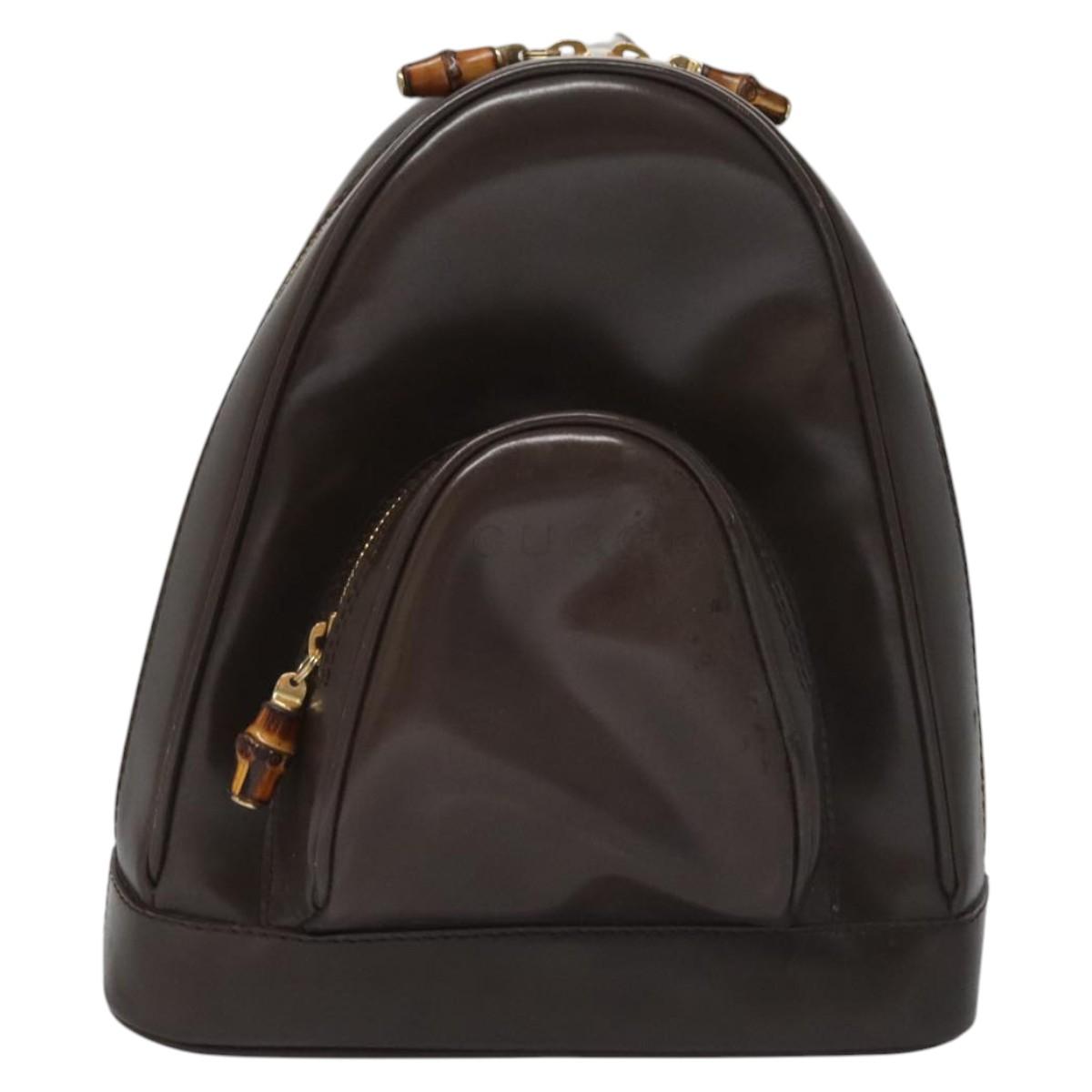 GUCCI Bamboo Body Bag Patent leather Brown 003 2113 0127 Auth 115951