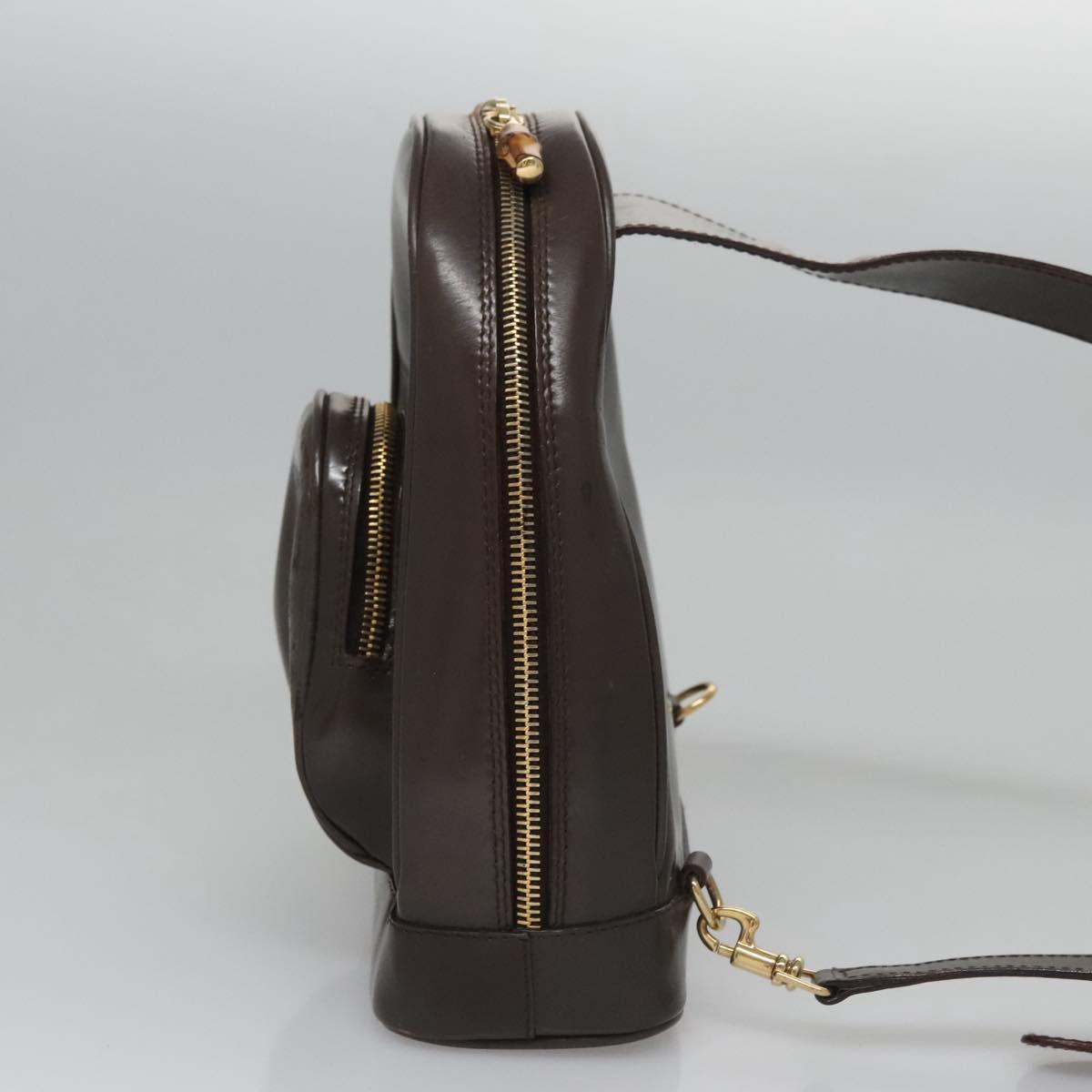 GUCCI Bamboo Body Bag Patent leather Brown 003 2113 0127 Auth 115951