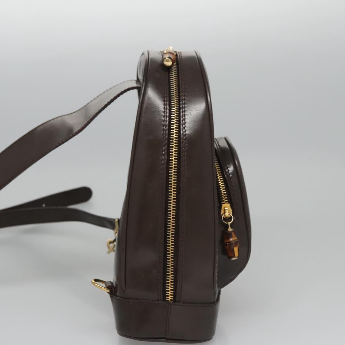 GUCCI Bamboo Body Bag Patent leather Brown 003 2113 0127 Auth 115951